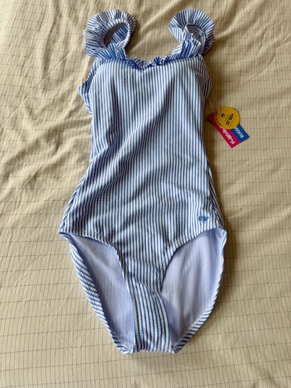 NWT Rufflebutts Seersucker Striped Ruffle-Trim One-Piece Swimsuit-women’s XS - Picture 3 of 9